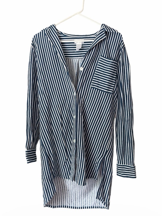 Red land cotton Other - Red Land Cotton Blue White Striped Cotton Sleep Shirt Nightshirt Pajama Tunic US
